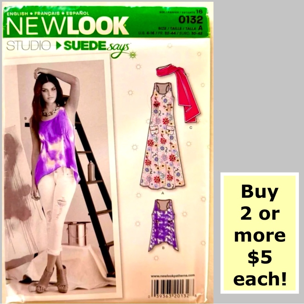 New Look Simplicity 0132 Dress, Top and Scarf Sewing Pattern (Sizes 4-16)